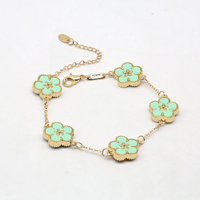 CARLIDANA prabangaus dizaino penkių lapų gėlių apyrankės didmeninė prekyba vakuuminiu paauksuotu madingu spalvingų gėlių papuošalai moterų vakarėliui