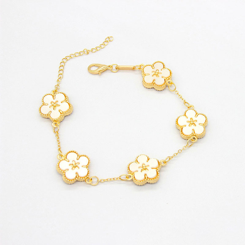 CARLIDANA prabangaus dizaino penkių lapų gėlių apyrankės didmeninė prekyba vakuuminiu paauksuotu madingu spalvingų gėlių papuošalai moterų vakarėliui