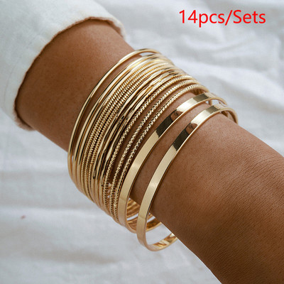 Set de 12 bucăți punk curb cubanez brățări cu lanț pentru femei Miami boho gros auriu brățări farmec brățări bijuterii de modă