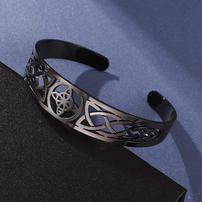Raganas mezgla rokassprādze nerūsējošā tērauda Regulējama atvērta aproce aproce Ķeltu raganu amulets Rotaslietas Vīriešiem Sieviešu dzimšanas dienas dāvana