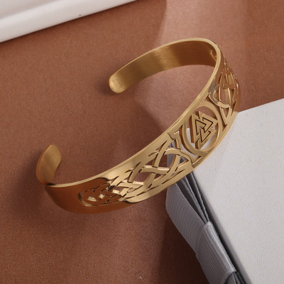 Raganas mezgla rokassprādze nerūsējošā tērauda Regulējama atvērta aproce aproce Ķeltu raganu amulets Rotaslietas Vīriešiem Sieviešu dzimšanas dienas dāvana