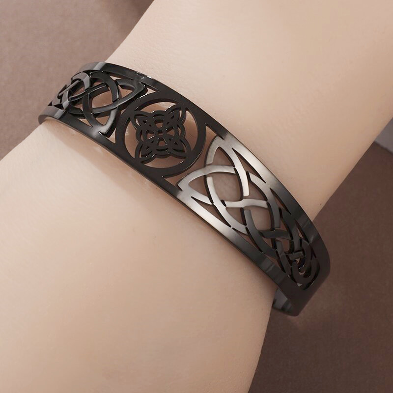 Raganas mezgla rokassprādze nerūsējošā tērauda Regulējama atvērta aproce aproce Ķeltu raganu amulets Rotaslietas Vīriešiem Sieviešu dzimšanas dienas dāvana