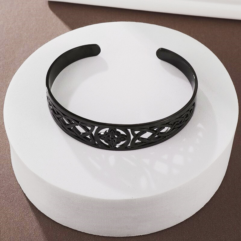 Raganas mezgla rokassprādze nerūsējošā tērauda Regulējama atvērta aproce aproce Ķeltu raganu amulets Rotaslietas Vīriešiem Sieviešu dzimšanas dienas dāvana