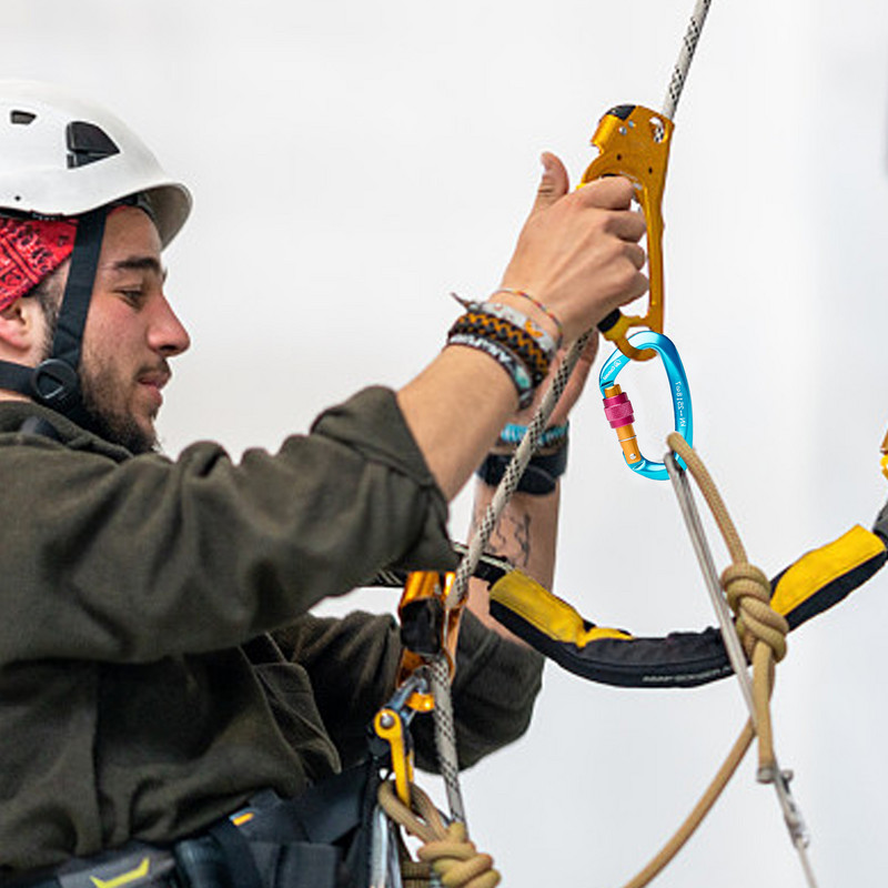 25KN Professional Climbing Carabiner D Shape Mountaineering Caving Rock Safety Lock Αξεσουάρ εξοπλισμού αναρρίχησης εξωτερικού χώρου
