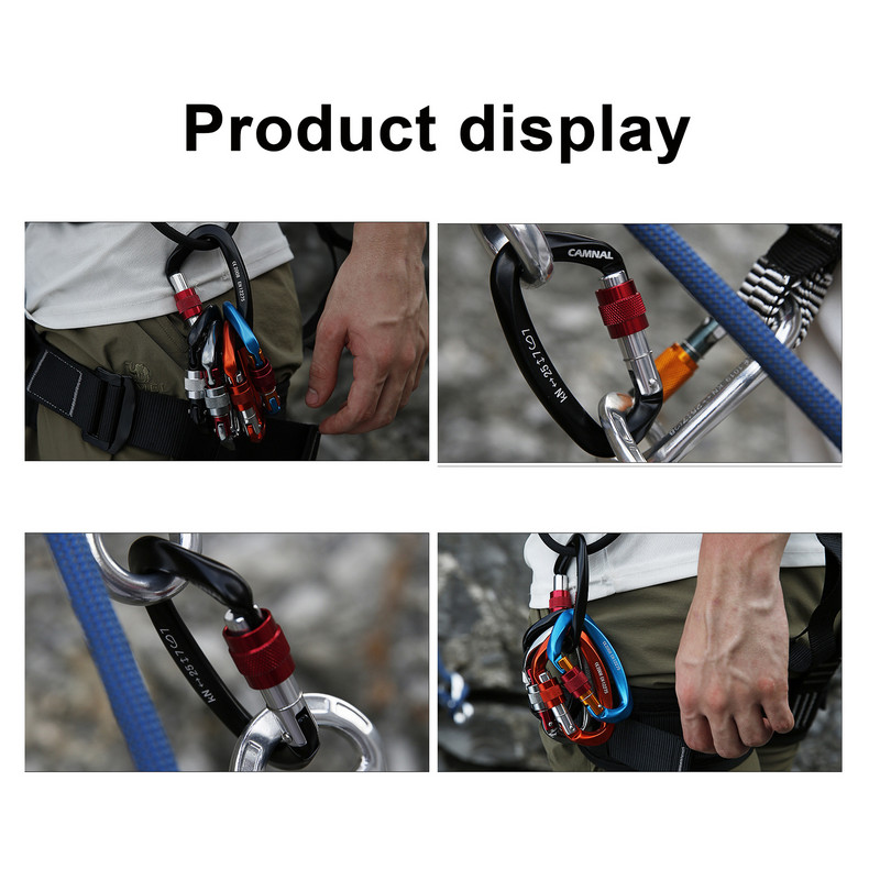 25KN Professional Climbing Carabiner D Shape Mountaineering Caving Rock Safety Lock Αξεσουάρ εξοπλισμού αναρρίχησης εξωτερικού χώρου