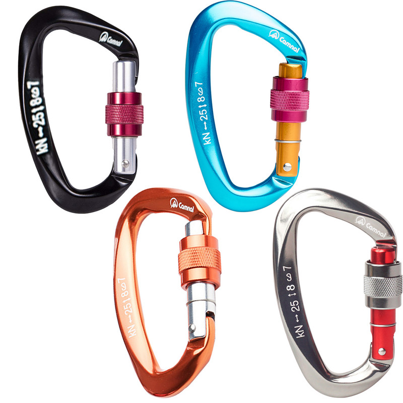 25KN Professional Climbing Carabiner D Shape Mountaineering Caving Rock Safety Lock Αξεσουάρ εξοπλισμού αναρρίχησης εξωτερικού χώρου