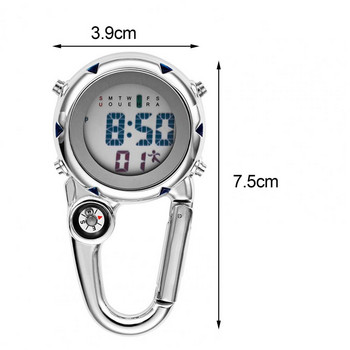 Digital Carabiner Clip Watches Sport Hook Clock Hospital Gift Ηλεκτρονικό φωτεινό πολλαπλών λειτουργιών FOB ρολόι νοσοκόμων Outdoor Fashion