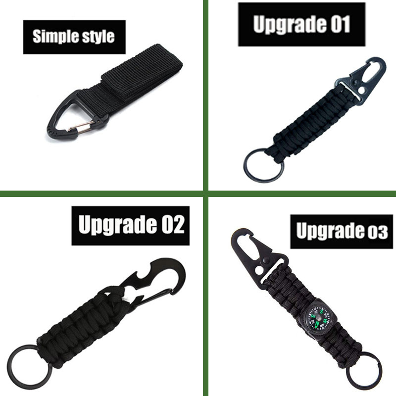 Taktikai akasztócsat nejlon heveder övcsat kültéri hegymászó kempingeszközök vészhelyzeti paracord tartozékok karabiner kulcstartó