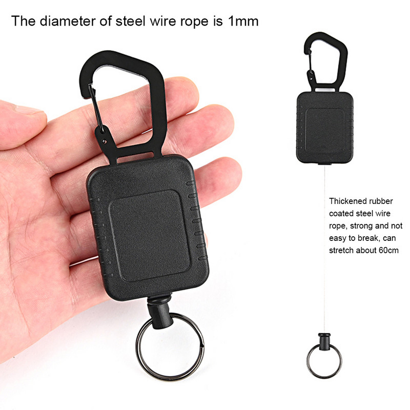 60 cm elastični privjesak za ključeve od žičanog užeta Povratni uvlačivi privjesak za vanjsko kampiranje Teleskopski držač kolut s kopčom za remen Privjesak za ključeve