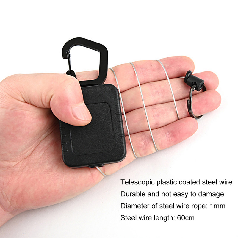 60 cm elastični privjesak za ključeve od žičanog užeta Povratni uvlačivi privjesak za vanjsko kampiranje Teleskopski držač kolut s kopčom za remen Privjesak za ključeve