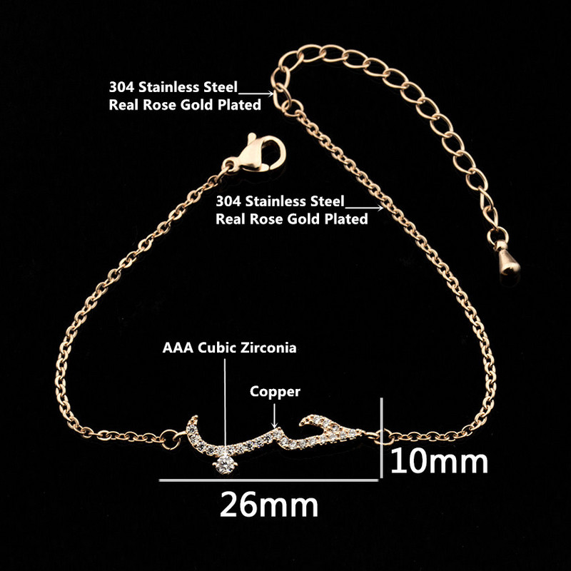 Cubic cirkónia ékszerek arab szerelem karkötő női iszlám kristály barátság karkötők nőknek Pulseras Hombre BFF ajándékok