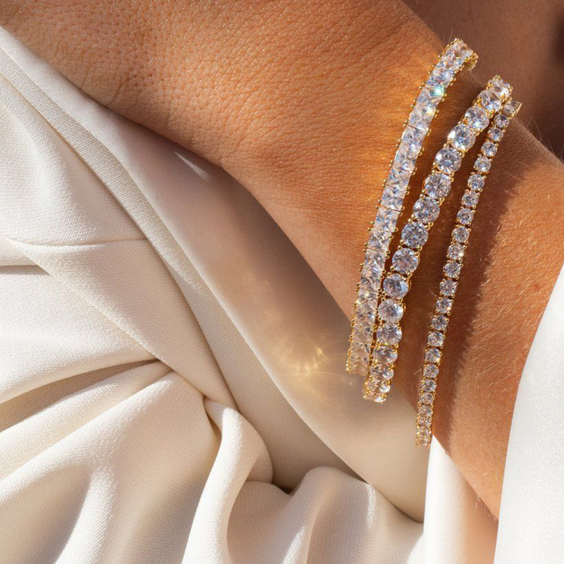 Modes 4 mm tenisa aproce vara 1 rindas apaļa kubiskā cirkonija rokassprādze un rokassprādze sievietēm Luksusa Rhinestone līgavas kāzu dāvana