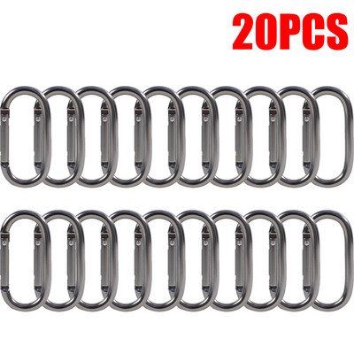 20 vnt karabinas ovalus aliuminio lydinio saugos sagtis raktų pakabukas laipiojimo mygtukas karabinas kempingo žygio kabliukas lauko sporto įrankiai
