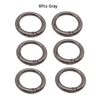 6 vnt / partijos metalinis O žiedas, spyruokliniai užsegimai, atidaromi apvalūs karabininiai krepšiai, užsegami segtukai, kabliukas, raktų pakabukas, raktų pakabukas, sagtys, jungtis, 3 spalvos