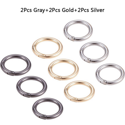 6 vnt / partijos metalinis O žiedas, spyruokliniai užsegimai, atidaromi apvalūs karabininiai krepšiai, užsegami segtukai, kabliukas, raktų pakabukas, raktų pakabukas, sagtys, jungtis, 3 spalvos