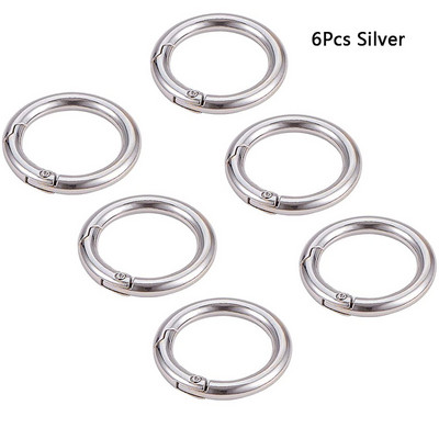 6 vnt / partijos metalinis O žiedas, spyruokliniai užsegimai, atidaromi apvalūs karabininiai krepšiai, užsegami segtukai, kabliukas, raktų pakabukas, raktų pakabukas, sagtys, jungtis, 3 spalvos
