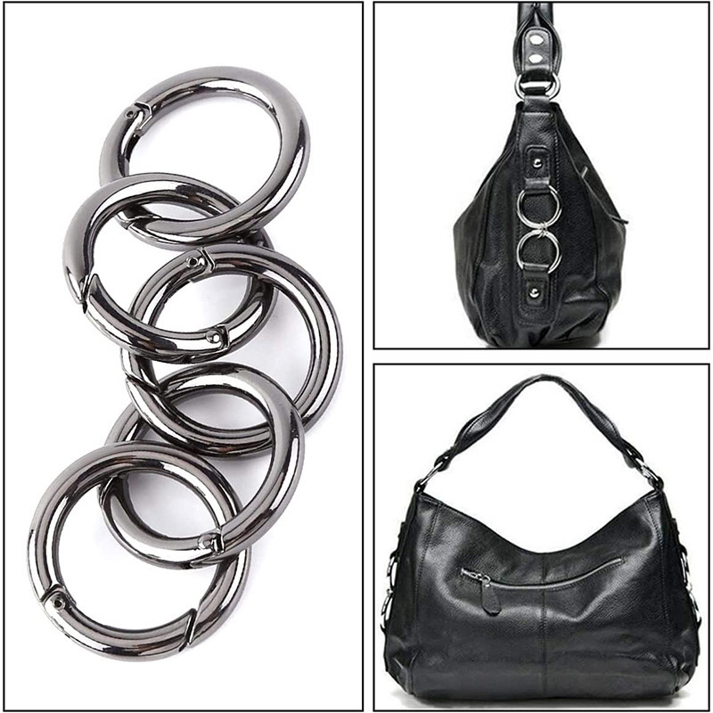 6 vnt / partijos metalinis O žiedas, spyruokliniai užsegimai, atidaromi apvalūs karabininiai krepšiai, užsegami segtukai, kabliukas, raktų pakabukas, raktų pakabukas, sagtys, jungtis, 3 spalvos