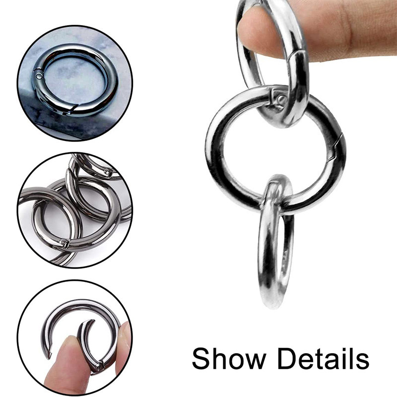 6 vnt / partijos metalinis O žiedas, spyruokliniai užsegimai, atidaromi apvalūs karabininiai krepšiai, užsegami segtukai, kabliukas, raktų pakabukas, raktų pakabukas, sagtys, jungtis, 3 spalvos