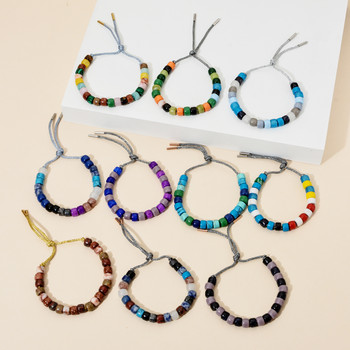 ZMZY Гривни с мъниста от естествен камък за мъже, жени Регулируема гривна Rainbow Beads Направи си сам бижута Boho Нов дизайн Подаръци