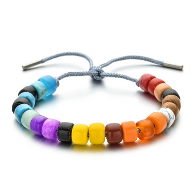 ZMZY natūralaus akmens karoliukų apyrankės vyrams Moterims Reguliuojamos apyrankės Vaivorykštės karoliukai „Pasidaryk pats“ papuošalai „Boho“ naujo dizaino dovanos