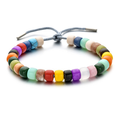 ZMZY natūralaus akmens karoliukų apyrankės vyrams Moterims Reguliuojamos apyrankės Vaivorykštės karoliukai „Pasidaryk pats“ papuošalai „Boho“ naujo dizaino dovanos