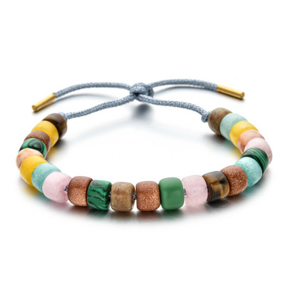 ZMZY natūralaus akmens karoliukų apyrankės vyrams Moterims Reguliuojamos apyrankės Vaivorykštės karoliukai „Pasidaryk pats“ papuošalai „Boho“ naujo dizaino dovanos