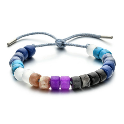 ZMZY natūralaus akmens karoliukų apyrankės vyrams Moterims Reguliuojamos apyrankės Vaivorykštės karoliukai „Pasidaryk pats“ papuošalai „Boho“ naujo dizaino dovanos