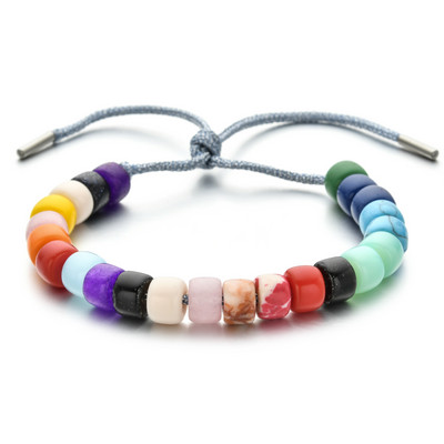 ZMZY natūralaus akmens karoliukų apyrankės vyrams Moterims Reguliuojamos apyrankės Vaivorykštės karoliukai „Pasidaryk pats“ papuošalai „Boho“ naujo dizaino dovanos