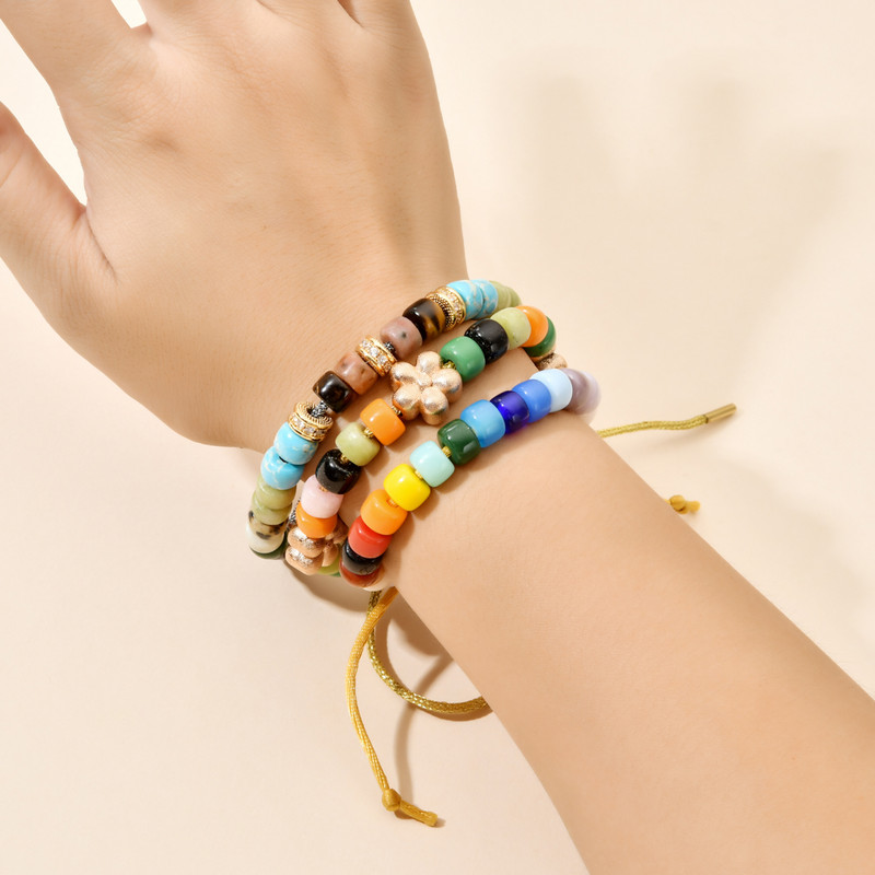 ZMZY natūralaus akmens karoliukų apyrankės vyrams Moterims Reguliuojamos apyrankės Vaivorykštės karoliukai „Pasidaryk pats“ papuošalai „Boho“ naujo dizaino dovanos