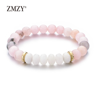ZMZY Νέο Stretch Βραχιόλι Φυσική Πέτρα Ελαστικό Βραχιόλι 8MM Φυσικές πέτρες Beaded Mala Bracelet Drop αποστολή