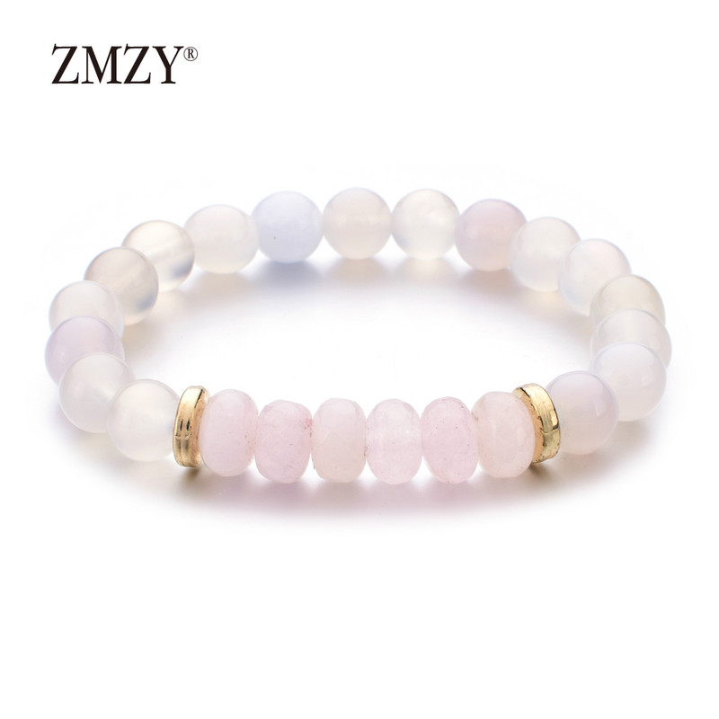 ZMZY Νέο Stretch Βραχιόλι Φυσική Πέτρα Ελαστικό Βραχιόλι 8MM Φυσικές πέτρες Beaded Mala Bracelet Drop αποστολή