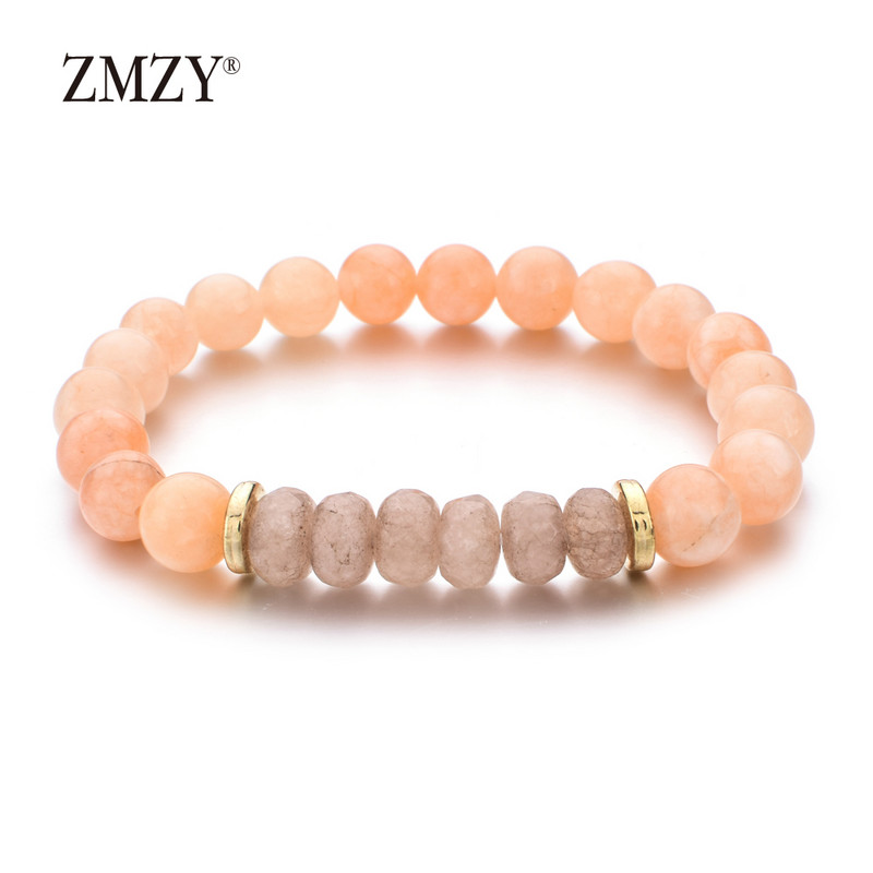 ZMZY Νέο Stretch Βραχιόλι Φυσική Πέτρα Ελαστικό Βραχιόλι 8MM Φυσικές πέτρες Beaded Mala Bracelet Drop αποστολή