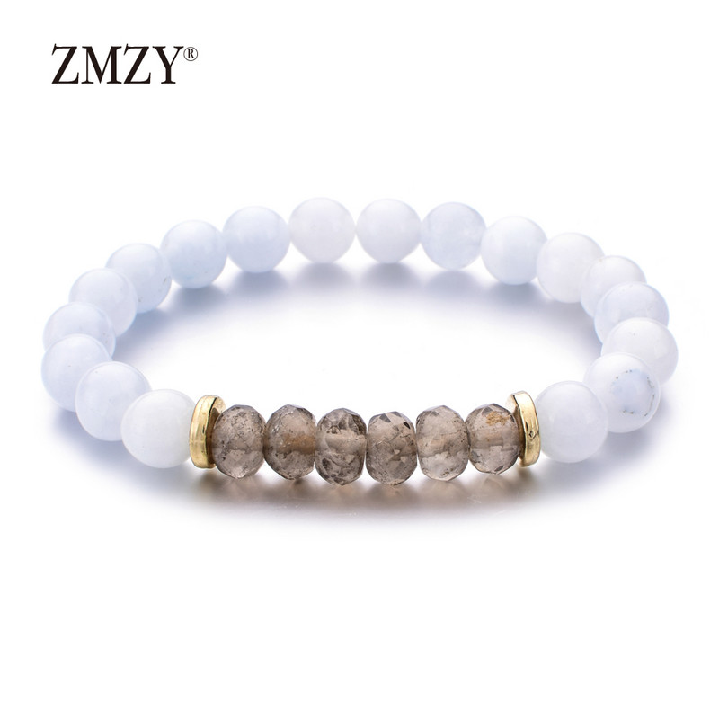 ZMZY Νέο Stretch Βραχιόλι Φυσική Πέτρα Ελαστικό Βραχιόλι 8MM Φυσικές πέτρες Beaded Mala Bracelet Drop αποστολή
