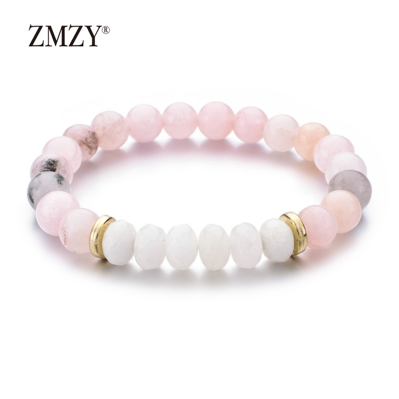 ZMZY Νέο Stretch Βραχιόλι Φυσική Πέτρα Ελαστικό Βραχιόλι 8MM Φυσικές πέτρες Beaded Mala Bracelet Drop αποστολή