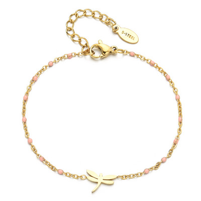 ZMZY Cute Cartoon Dainty Dragonfly Charm Beads Βραχιόλια από ανοξείδωτο ατσάλι για γυναίκες Αξεσουάρ χονδρικής
