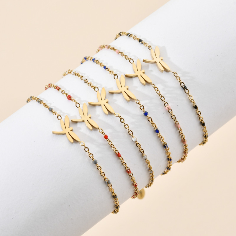 ZMZY Cute Cartoon Dainty Dragonfly Charm Beads Βραχιόλια από ανοξείδωτο ατσάλι για γυναίκες Αξεσουάρ χονδρικής