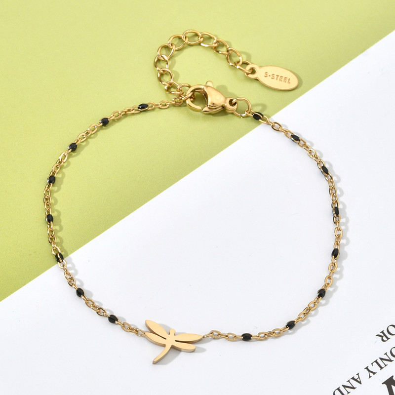 ZMZY Cute Cartoon Dainty Dragonfly Charm Beads Βραχιόλια από ανοξείδωτο ατσάλι για γυναίκες Αξεσουάρ χονδρικής