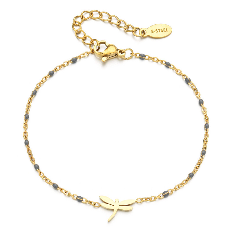 ZMZY Cute Cartoon Dainty Dragonfly Charm Beads Βραχιόλια από ανοξείδωτο ατσάλι για γυναίκες Αξεσουάρ χονδρικής