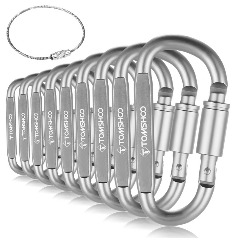 TOMSHOO 9 vnt. karabinų kelioninis rinkinys Stovyklavietės įrangos lydinio aliuminio išgyvenimo reikmenys stovyklos alpinizmo kabliukas lauko karabinas