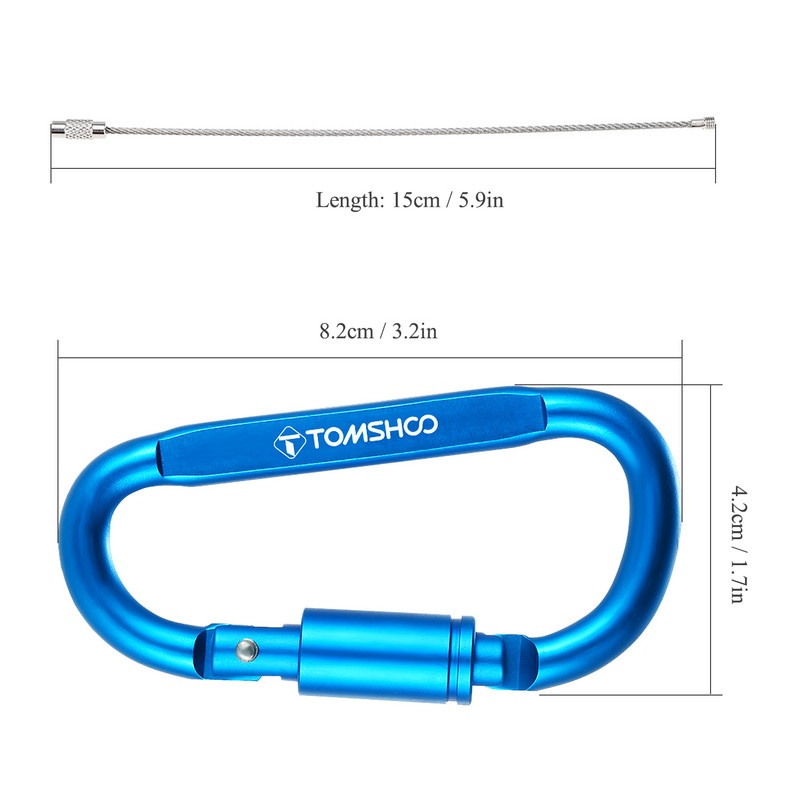 TOMSHOO 9 vnt. karabinų kelioninis rinkinys Stovyklavietės įrangos lydinio aliuminio išgyvenimo reikmenys stovyklos alpinizmo kabliukas lauko karabinas