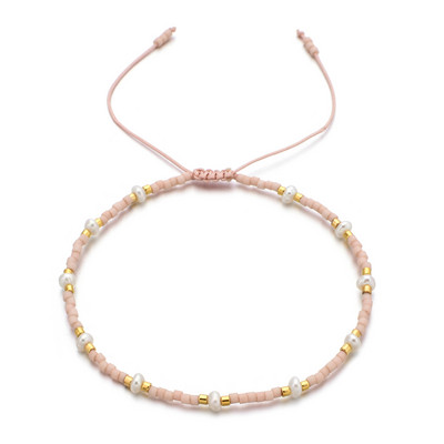 ZMZY maži netaisyklingi perlų krištoliniai karoliukai žavinga apyrankė plono stiklo rankų darbo pynimo styginiais apyrankės apyrankės moterims, reguliuojamos