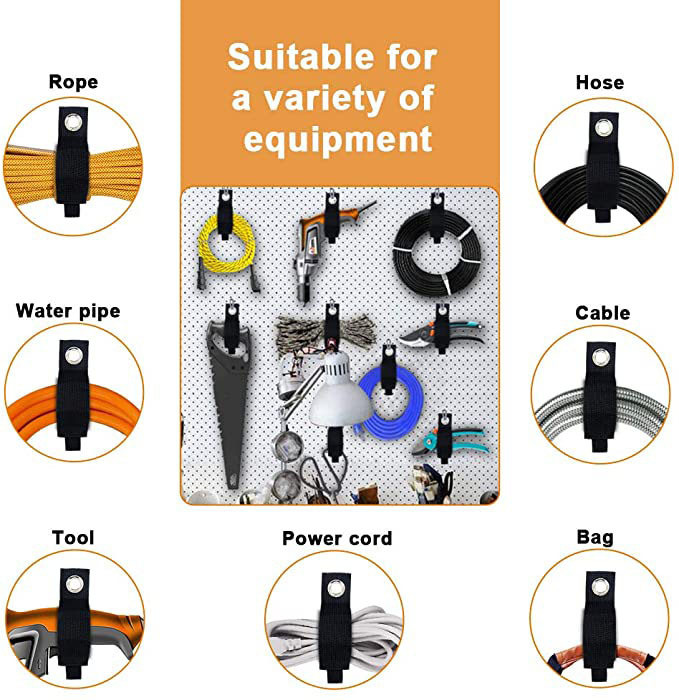 6 PCS pagarinātāja vada turētāja organizators, āķa un cilpas pagarinātāja vada organizatora pakaramais, kabeļu siksnas vadiem