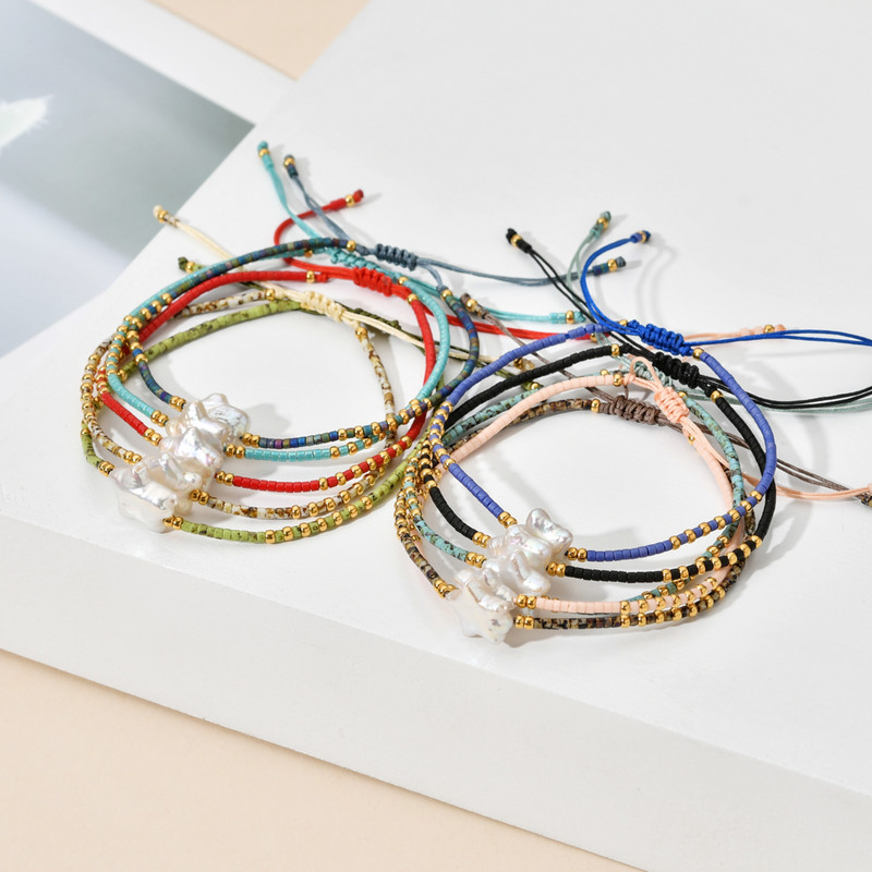 ZMZY Bohemian Fashion Γυναικεία βραχιόλια με φυσικό μαργαριτάρι γλυκού νερού Boho New MIYUKI Beads Handmade Star Bracelet Femme Jewelry