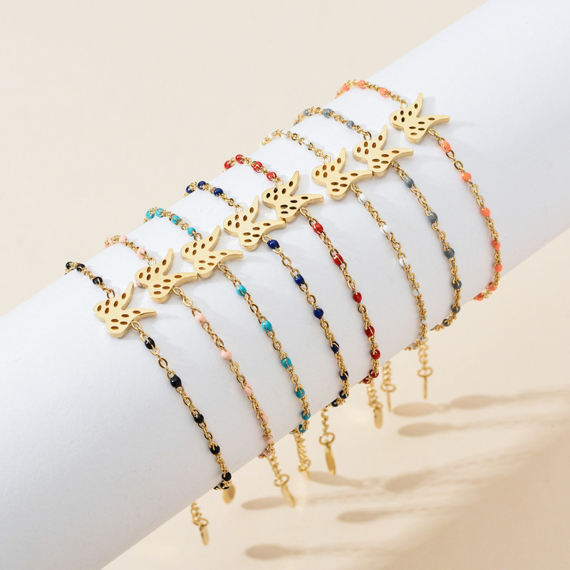 ZMZY rozsdamentes acél ékszerlánc angyalszárny karkötők női bizsuk Vintage zománc karkötő női arany színű pulzera