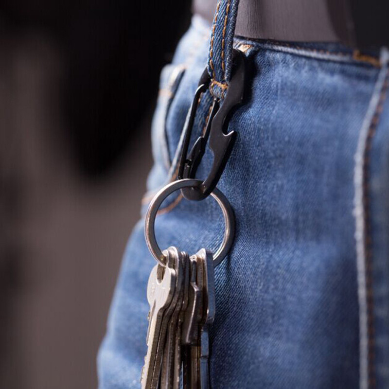 Lauko raktų pakabuko įrankis Multi Tool Spyruoklinis kablio sagtis Butelių atidarytuvas Daugiafunkcis metalinis karabininis karabinas raktams Tourism Equi