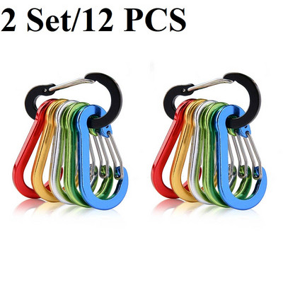 6/12 vnt Lauko kempingas kelių įrankių alpinizmo sagtis Plieninė maža karabino spaustukai Žvejyba Laipiojimo reikmenys Stovyklavimas Žygiai
