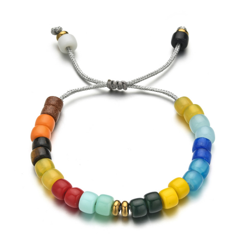 ZMZY Boho pintos apyrankės iš stiklo akmens karoliukų apyrankės moterims apyrankės stiklinės apyrankės moteriškos papuošalų virvė rankų darbo