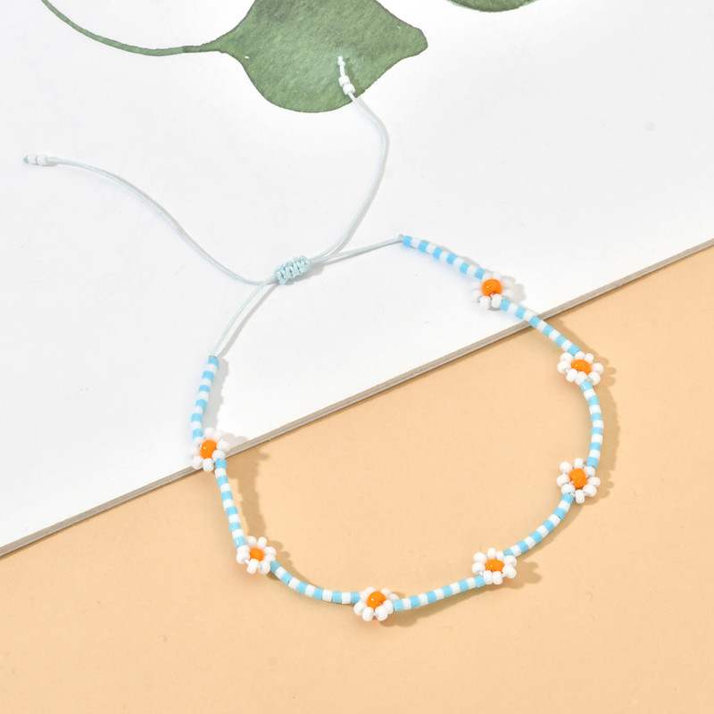 ZMZY Aranyos százszorszép virágos gyöngyös karkötő női divatos bohém színes, szép varázslatos sztreccs karkötő parti ajándék ékszer