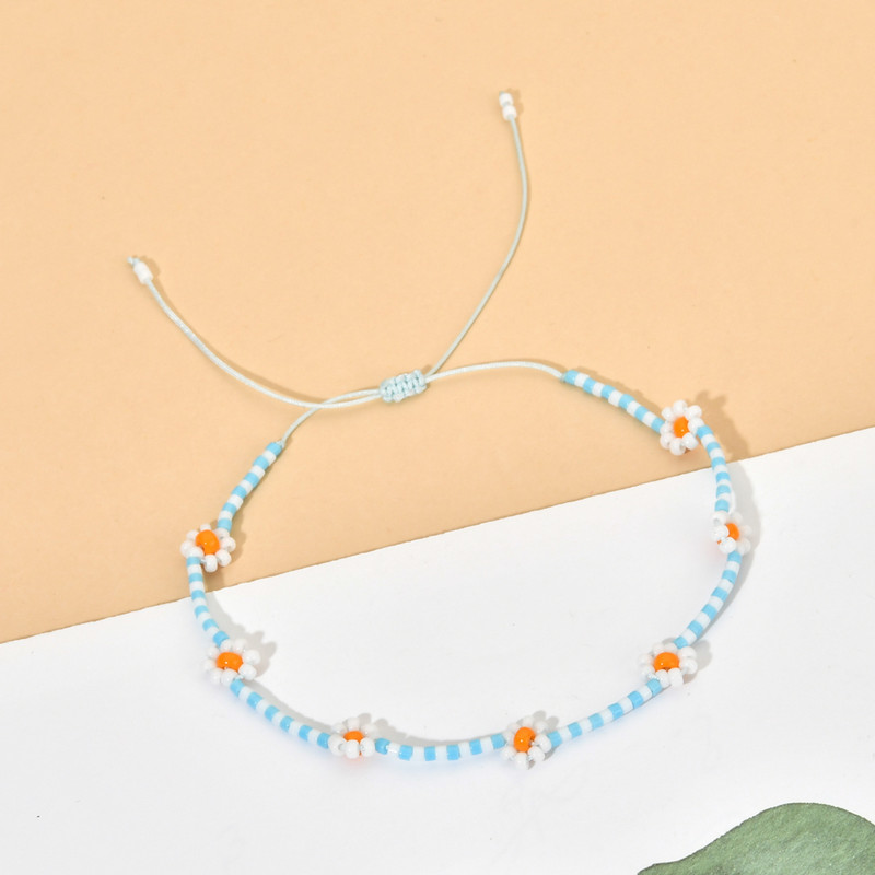 ZMZY Aranyos százszorszép virágos gyöngyös karkötő női divatos bohém színes, szép varázslatos sztreccs karkötő parti ajándék ékszer