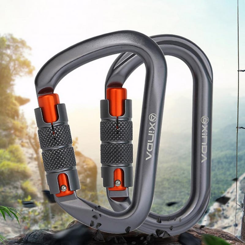 Kültéri professzionális sziklamászó karabiner 25 kN zár D-alakú biztonsági csat karabiner kulcsokhoz Kültéri szerszámok Felszerelés